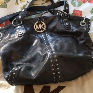 Michael Kors gray with silver studs satchel